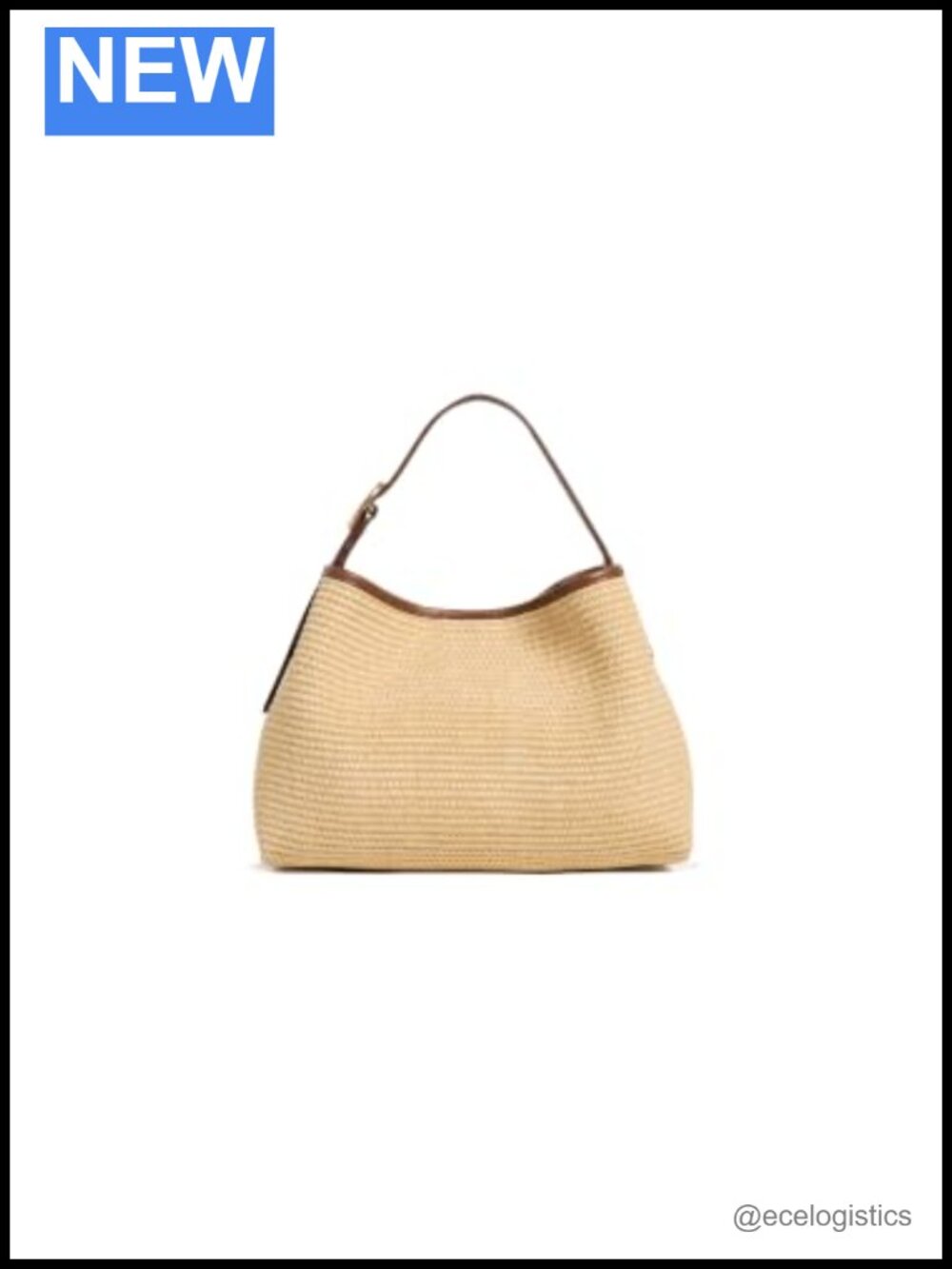 Vince Vivian Plonge Small Hobo Bag Shoulder Bag Raffia Leather Trim Gold